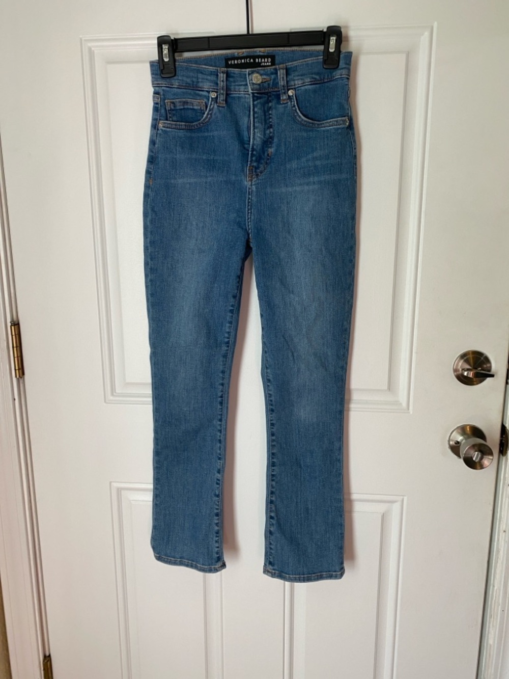 Veronica Beard Jeans Size 25/0 Carly Kick Flare Midwash High-Rise Straight Jeans